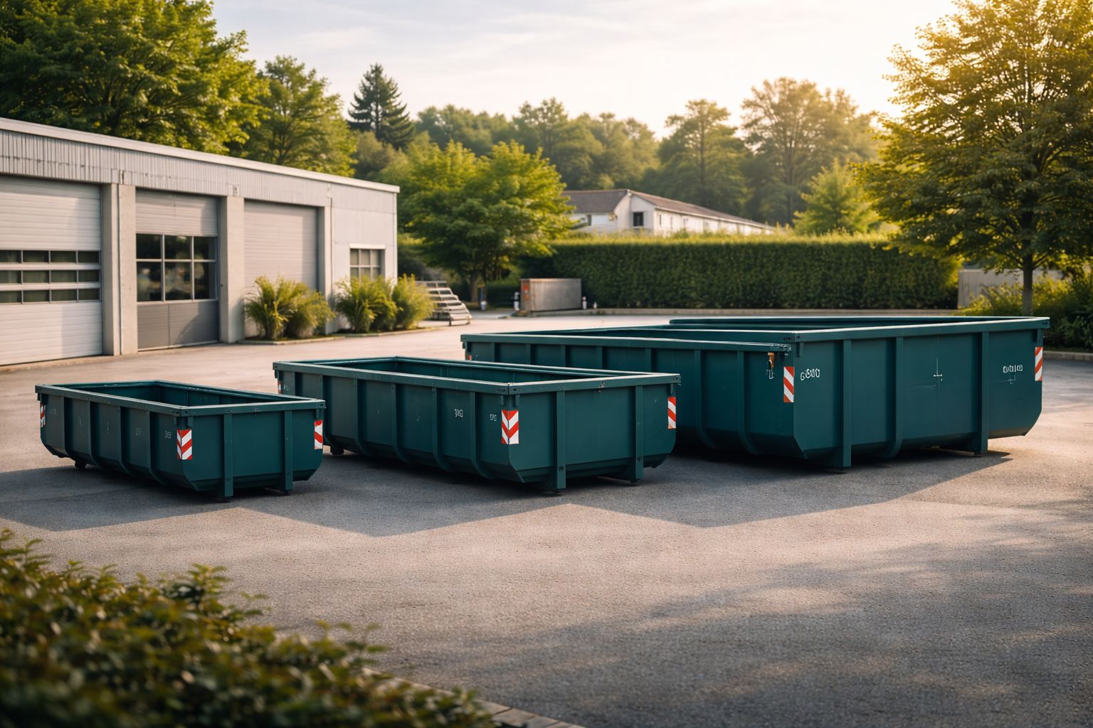 Plusieurs bennes de différents volumes prêtes à la location
